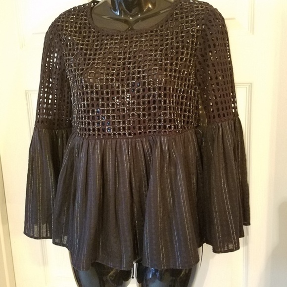 Maeve Tops - 4/$20 Maeve Anthropologie Black Bell Sleeve Blouse